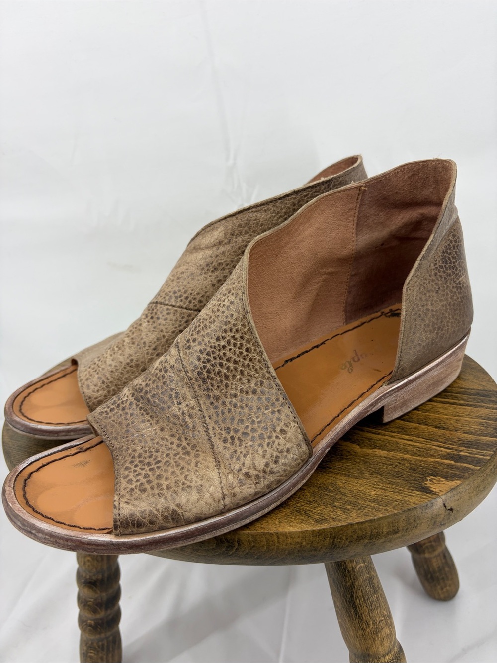 Free People Mont Blank Asymmetric Handcrafted Leather Slip-on Cutout Sandal 38.5